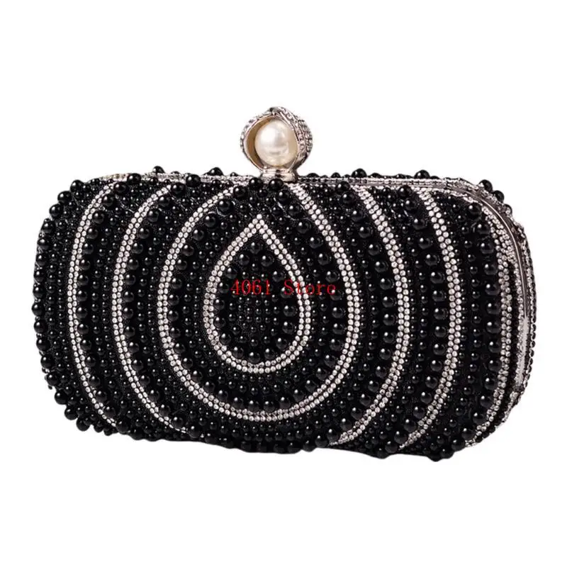 Unique Pearls Embellished Evening Handbag for Bridal Event and Wedding Occasion
