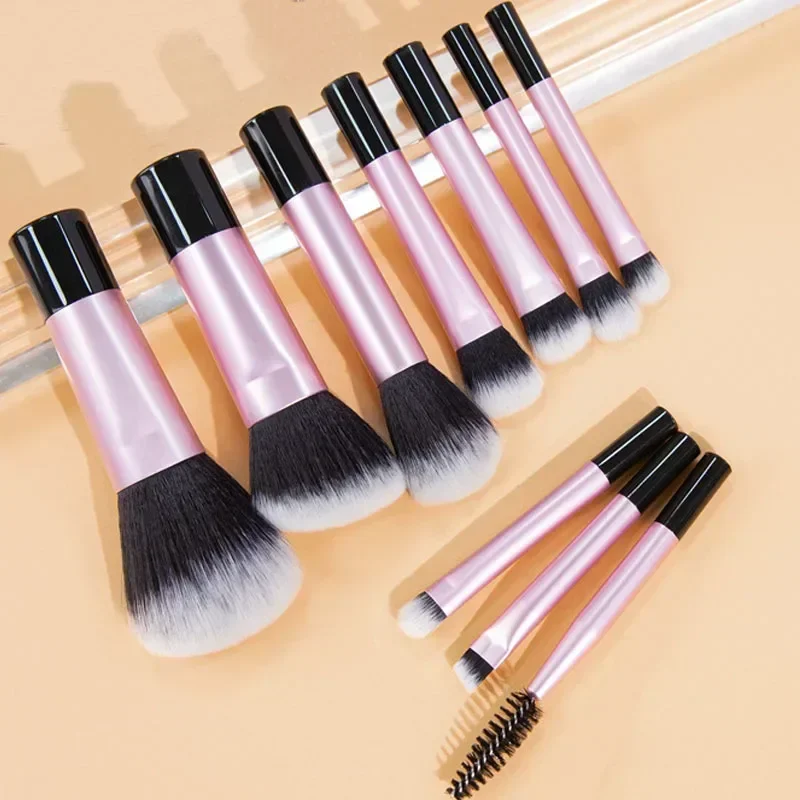 Juego de Mini brochas de maquillaje suaves para viaje, 10 Uds., brocha portátil para sombra de ojos, base en polvo, corrector de pestañas, colorete, juego de brochas de maquillaje