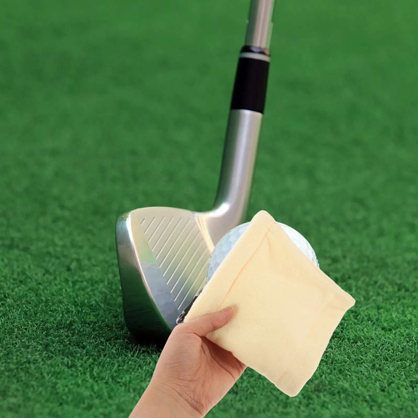 Golf Light Yellow 14x14 Microfiber Soft Absorbent Hook Portable Sports Towel Golf Bag Accessories - view 5
