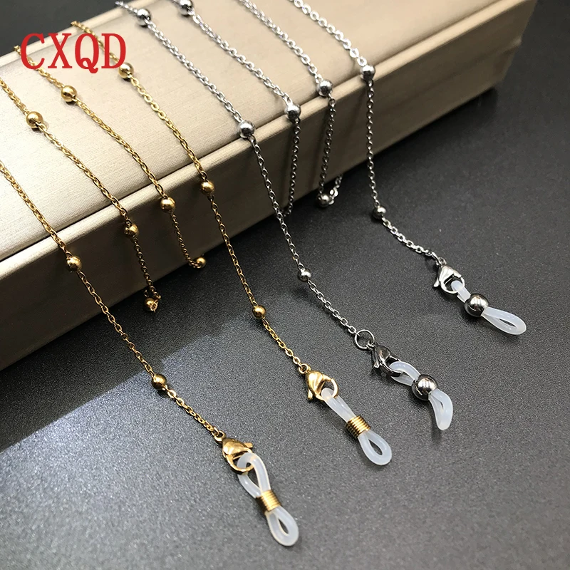 Catene di perline per occhiali color oro argento in acciaio inossidabile per donna Occhiali da sole Cinturino Accessori per occhiali Cordoncino Maschere da appendere Regalo