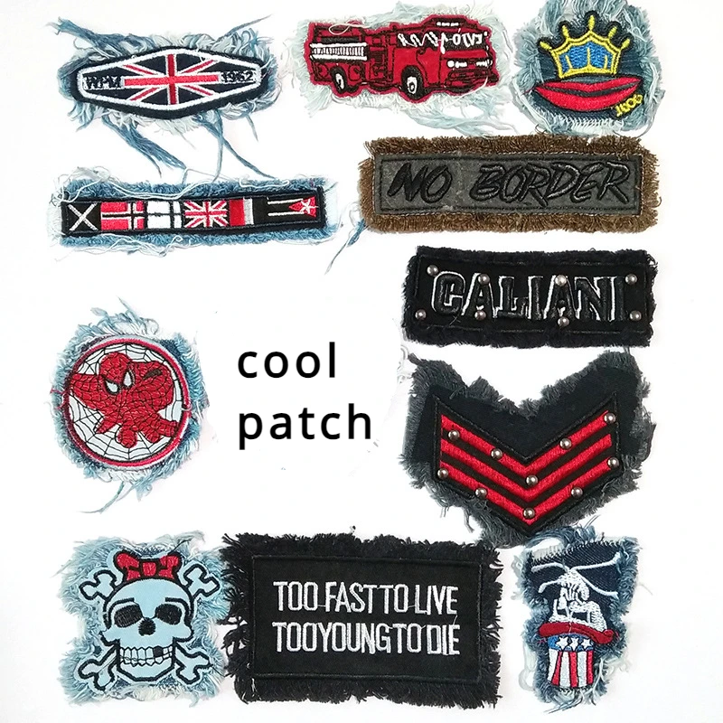 2024 Fashion Denim Punk Skull Anime Patch for Clothes Patches on Clothes Patches for Clothing Kids Sports Shoes Embroidery Patch