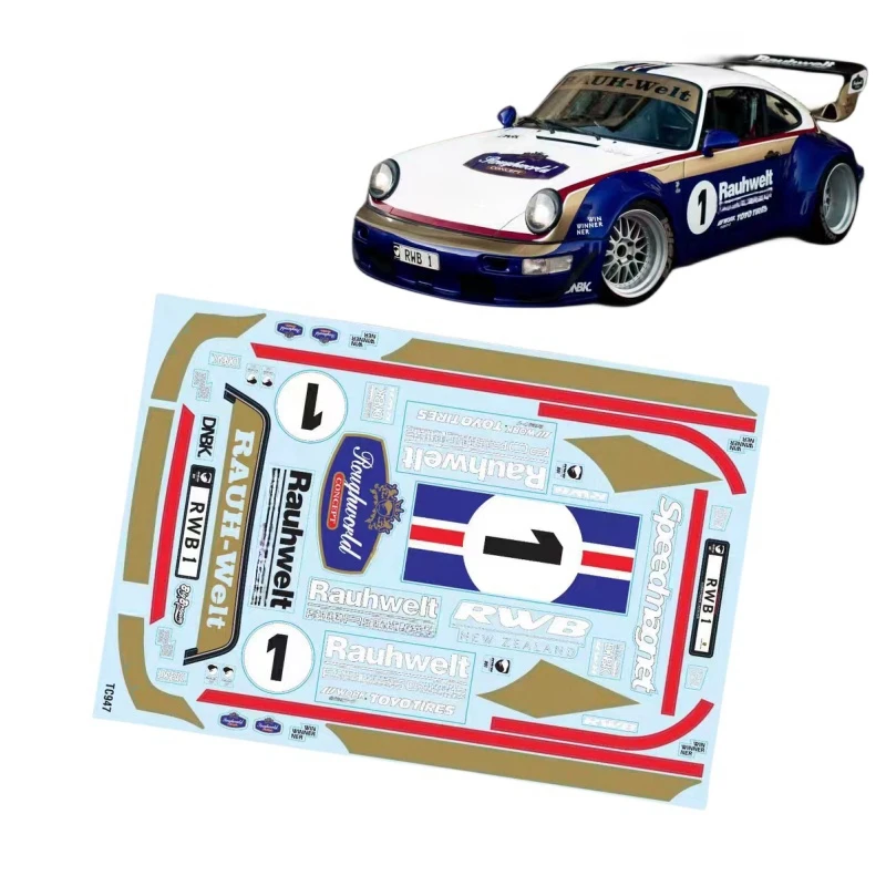 TC947 1/10 Porschee 993 Rauhwell sticker decal sheet for On road car 257mm Rc drift body Tamiya tt02 Chassis