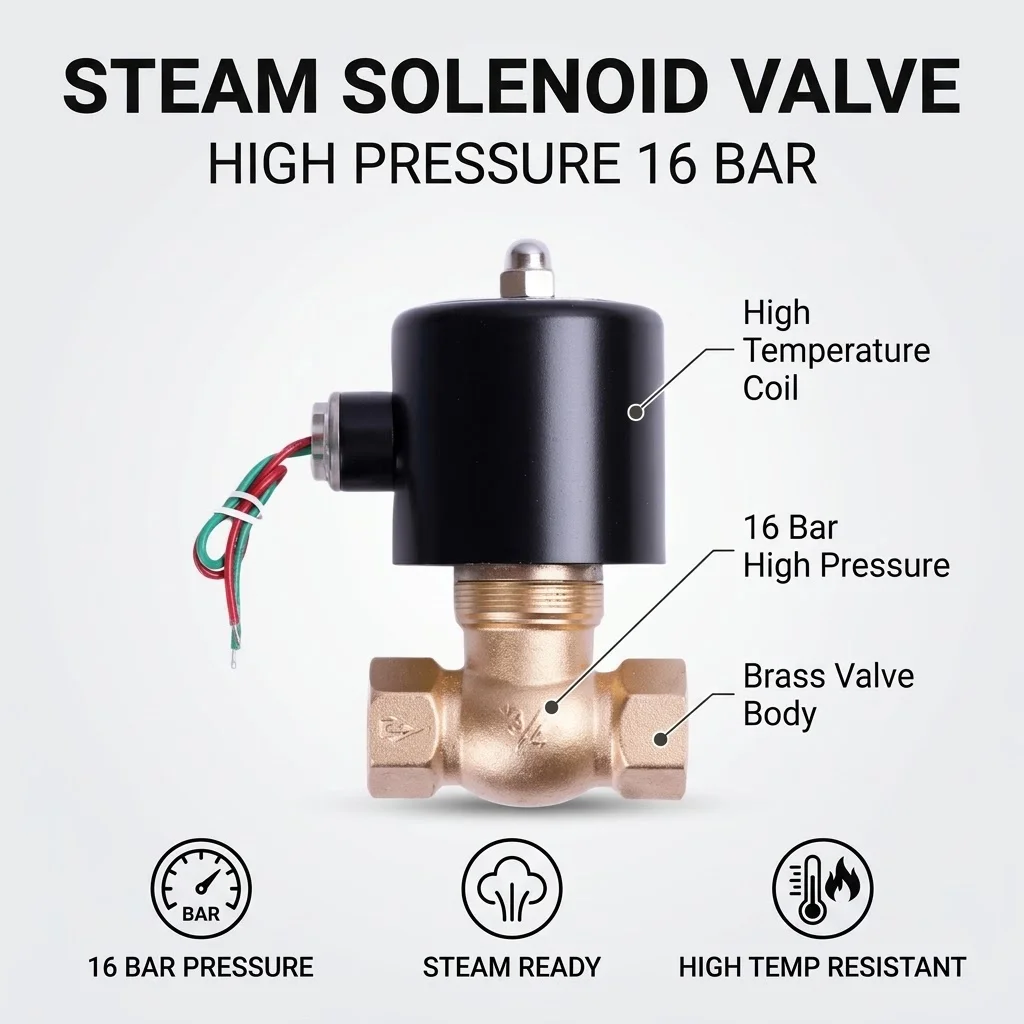 Steam 1/2inch to 2inch Brass Normally Closed Solenoid Valve 220V 24V 200 Degree High Temperature Solenoid Valve