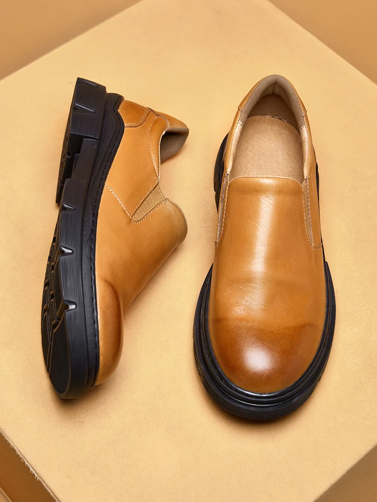 

Successful Man High Quality Easy Wear Slip-on Leather Oxfords Gentelmen Suit Top Layer Cowhide British Formal Dress Shoes