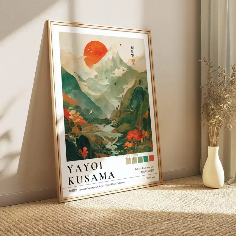 1/3 Stück Korallenriff Yayoi Kusama Leinwanddrucke Pilze Mount Fuji Japanische Wandkunst Poster für moderne Wohnzimmer Home Decor – Detail 3