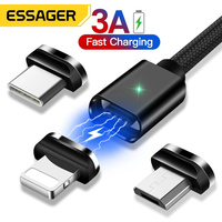 Essager Magnetic USB Cable For iPhone 11 Pro Max Xiaomi Redmi Magnet Type C Micro USB Cable Fast Charger Mobile Phone Cord