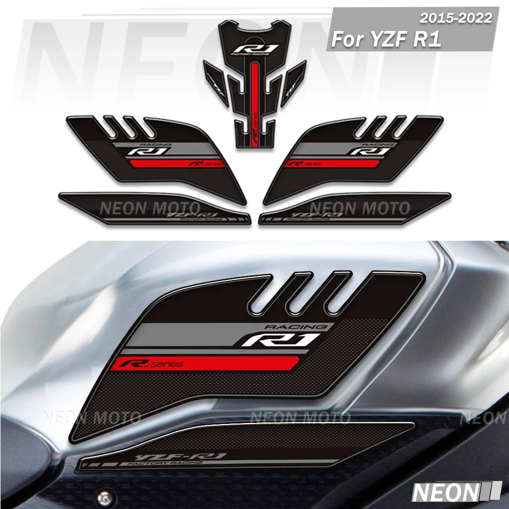 

For YAMAHA YZF R1 YZFR1 YZF-R1 Motorcycle 3D Tank Pad Stickers Oil Gas Cap Decal Cover Protector Waterproof kit 2015-2022