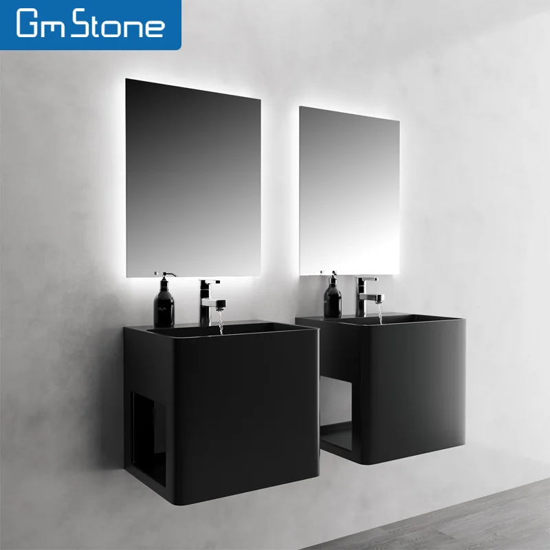 Modern Design Stone Sink Solid Surface Wall-Hung Basin For Family And High-End Hotel Bathrooms