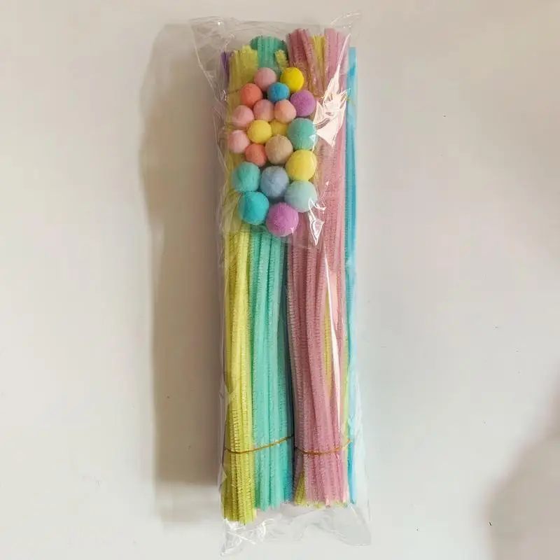 パイプクリーナー 200X ファジーワイヤースティック 20X ヘアボール付きツイストスティック手作りプロジェクト装飾子供と大人用