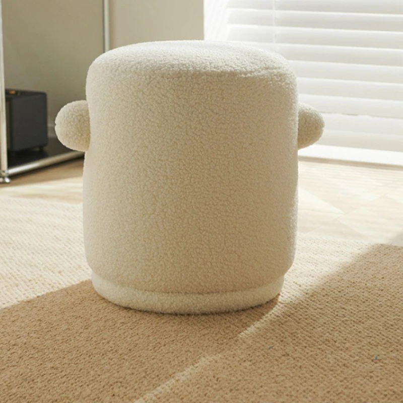 Dressing stool lamb wool low stool living room sofa small footstool cloakroom balcony