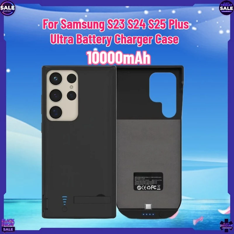

New 10000mAh Power Bank for Samsung S23 S24 S25 Plus Ultra Battery Charger Case Full Soft Rubber Wireless Charging