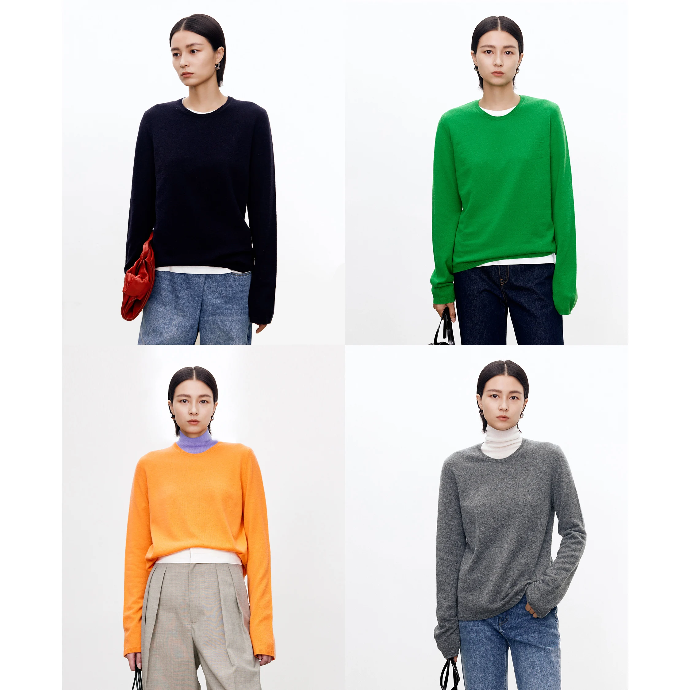 

CHICJOC: Самый продаваемый классический универсальный свитер из чистого кашемира высокой плотности с круглым вырезом для женщин, вязаная одежда для повседневной носки