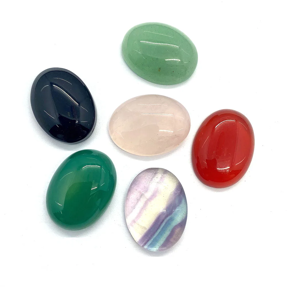 Natural Stone Oval Shape Green Aventurine Carnelian Black Onyx Bead Setting Cabochon Beads for DIY Pendant Ring Earring Jewelry