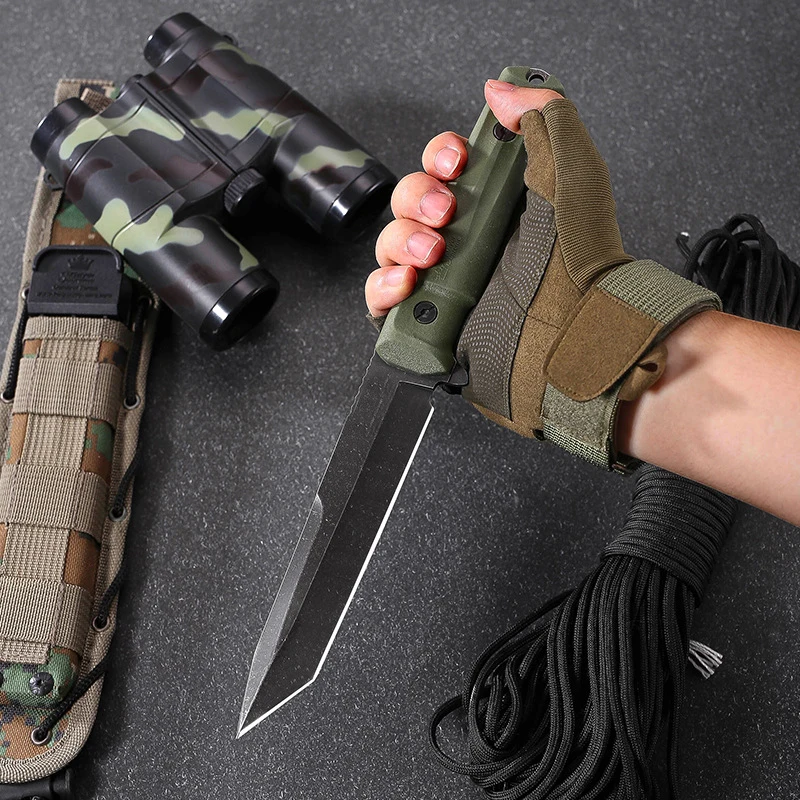 Factory Wholesale Outdoor High Hardness Tactical Straight Knife Camping Mountaineering Knife Integrated Steel Field Survival Str