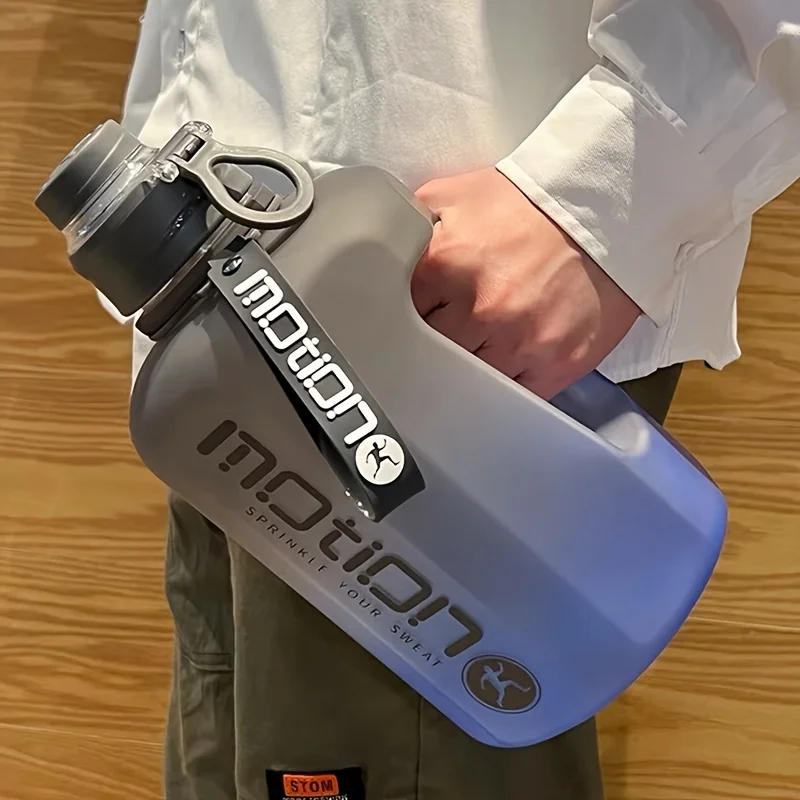 1pc, Water Bottle, Sports Water Bottle With Handle, Plastic Water Bottle, Gradient Color Large Capacity Water Bottle, Frosted Fa