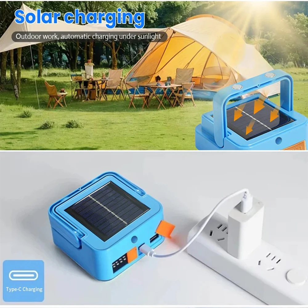 Powerful Solar Light USB Rechargeable Portable Outdoor Lighting LED Reflector Spotlight Projector Floodlight Construction Lamp