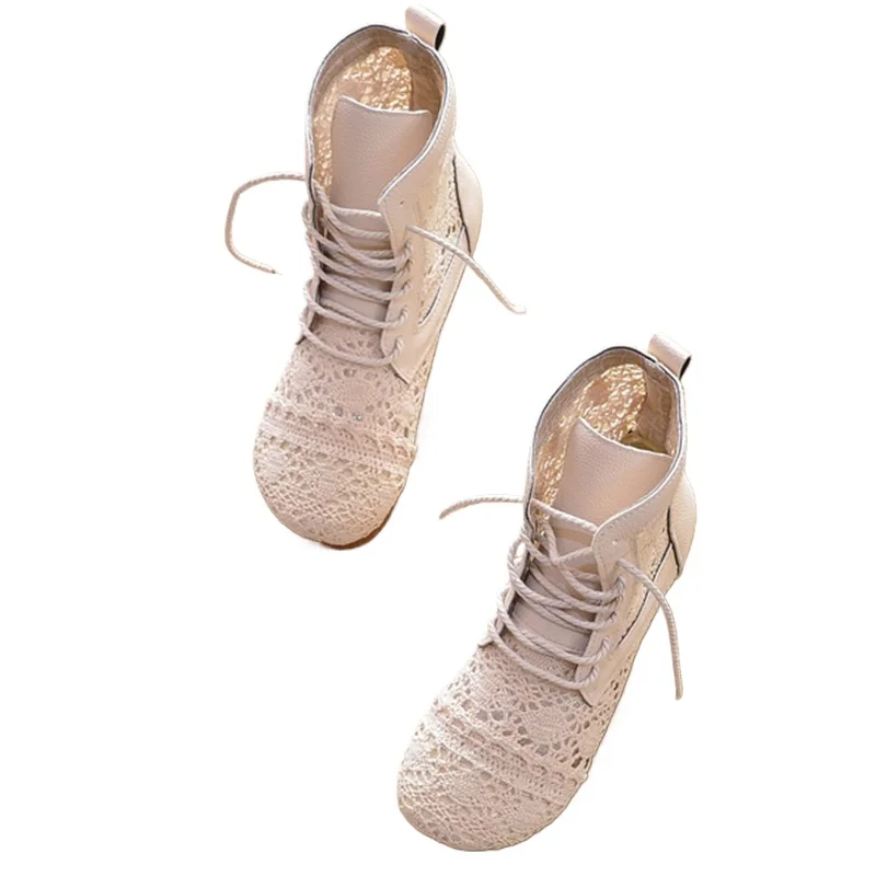 New Summer Boots Women Shoes Pink White Sweet Ladies Ankle Boots Flat Casual Woman Summer Shoes High top Pink White Black YX2390