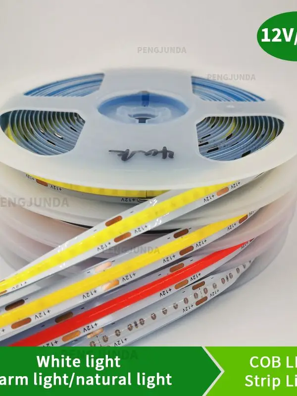 5m/lot COB LED Strip Light 320 384 528 LEDs High Density Super Bright Flexible DC12V 24V Warm/Natural White LED Tape