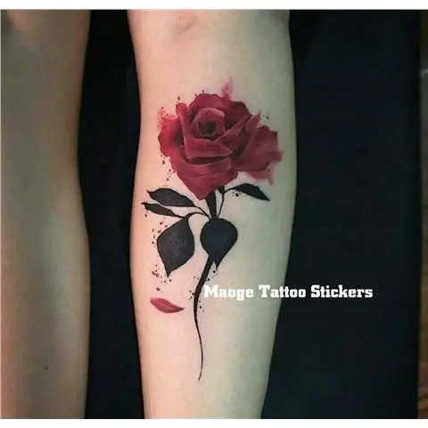 Tatuaje adhesivo de flor de Rosa, tatuajes falsos, arte de hotwwife, lindo, pegatinas de Festival, tatuaje temporal impermeable, venta al por mayor