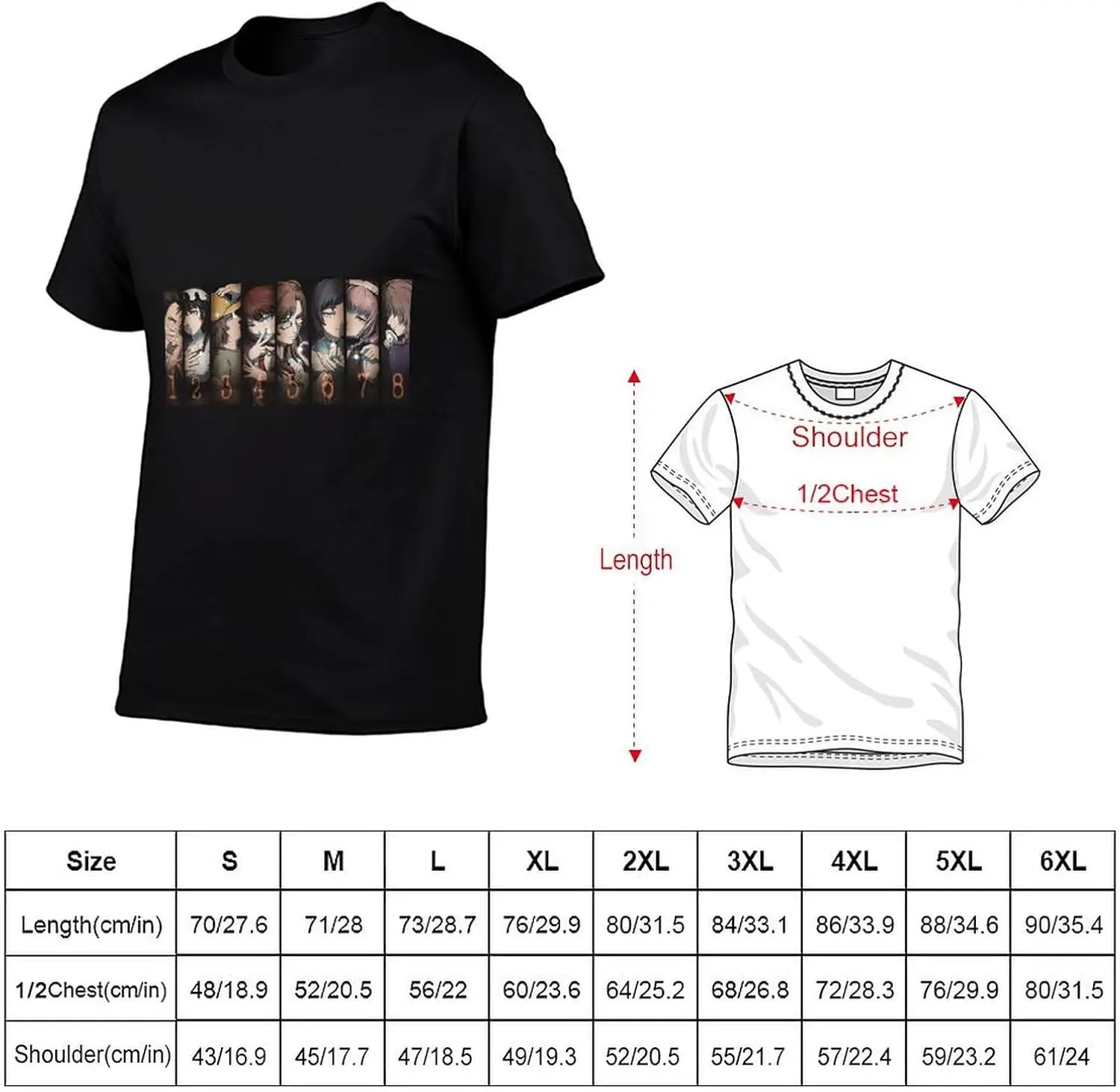 Anime Steins Gate T Shirt Mens Summer Print Crew Neck Tee Classic Short Sleeve Tee