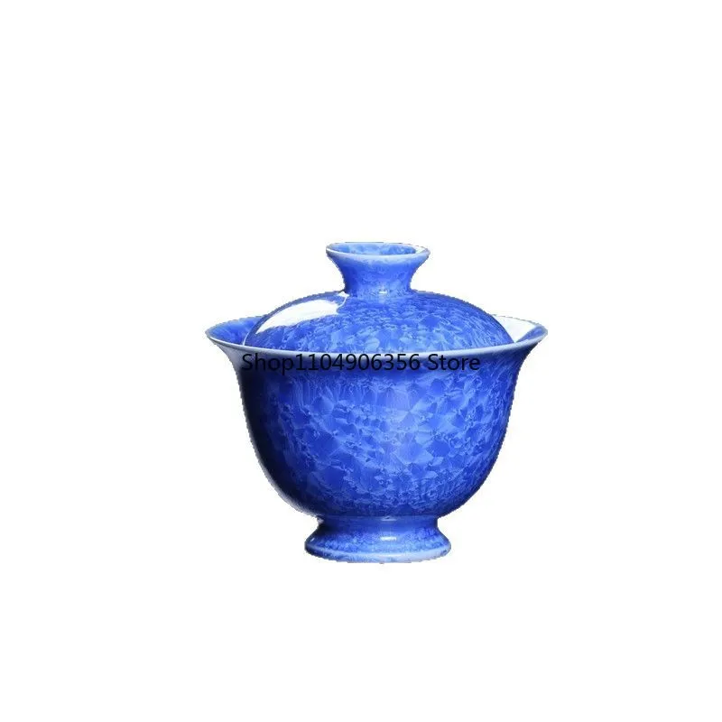 

Ceramic kiln-changed crystalline glaze full of flowers, Ercai cover bowl, anti-scalding hand-catching bowl, Kung Fu tea set
