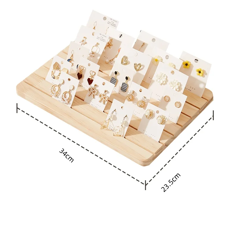 Natural Wood Earring Display Stand with 6 Slots