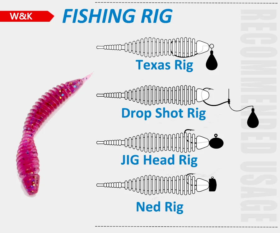 Spiker-Wurmköder bei 5 cm, 7 cm, weiche Köder für Barsch, Bass-Angelköder, TPE, TPR, schwimmendes Drop-Rig, weicher Köder, UV-Glüh-Wurmköder – Detail 9