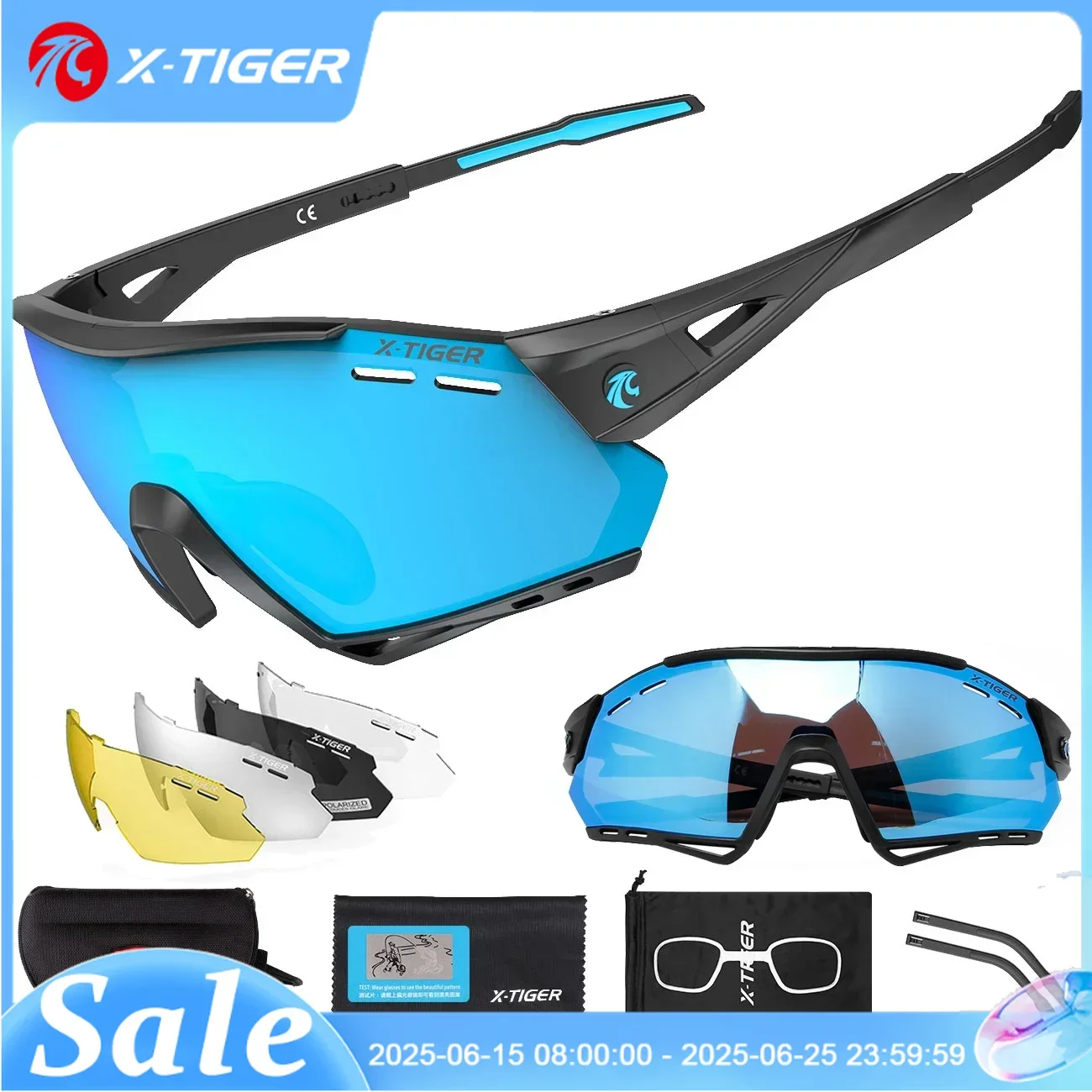 

X-TIGER New Cycling Glasses MTB Bike Protection Eyewear Running Fishing Sports Men Women 5 Lens Polarized Bicycle Sunglasses