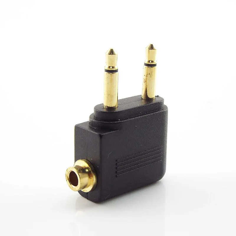 3.5mm Airline Air Plane Headphone Airplane Mono Audio Converter Travel Jack Plug Splitter Adapter Gold Nickel Plated C1