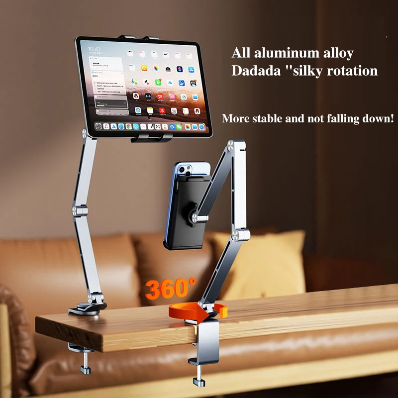 Aluminum Alloy 360° RotatingFoldable Cantilever Tablet Lazy Stand Suitable for 4-12.9-inch Mobile Phones and Tablet Ipad Holder