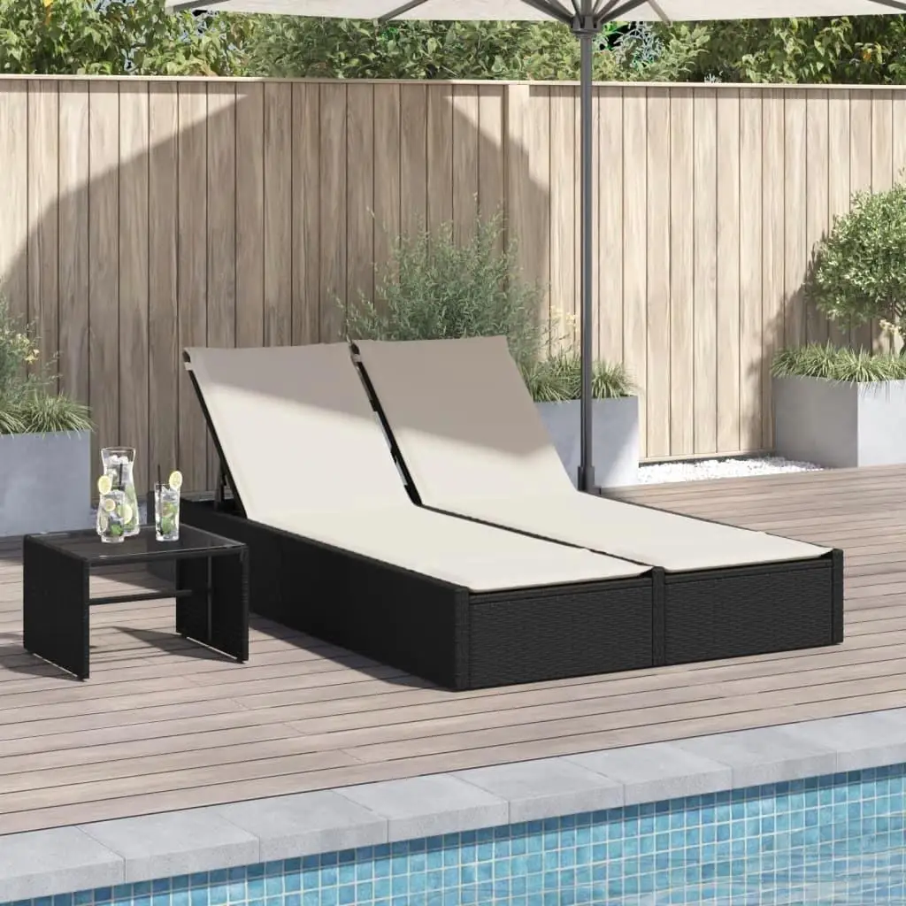 

Double Sun Lounger Adjustable Outdoor Furniture Black Cream White نظرية