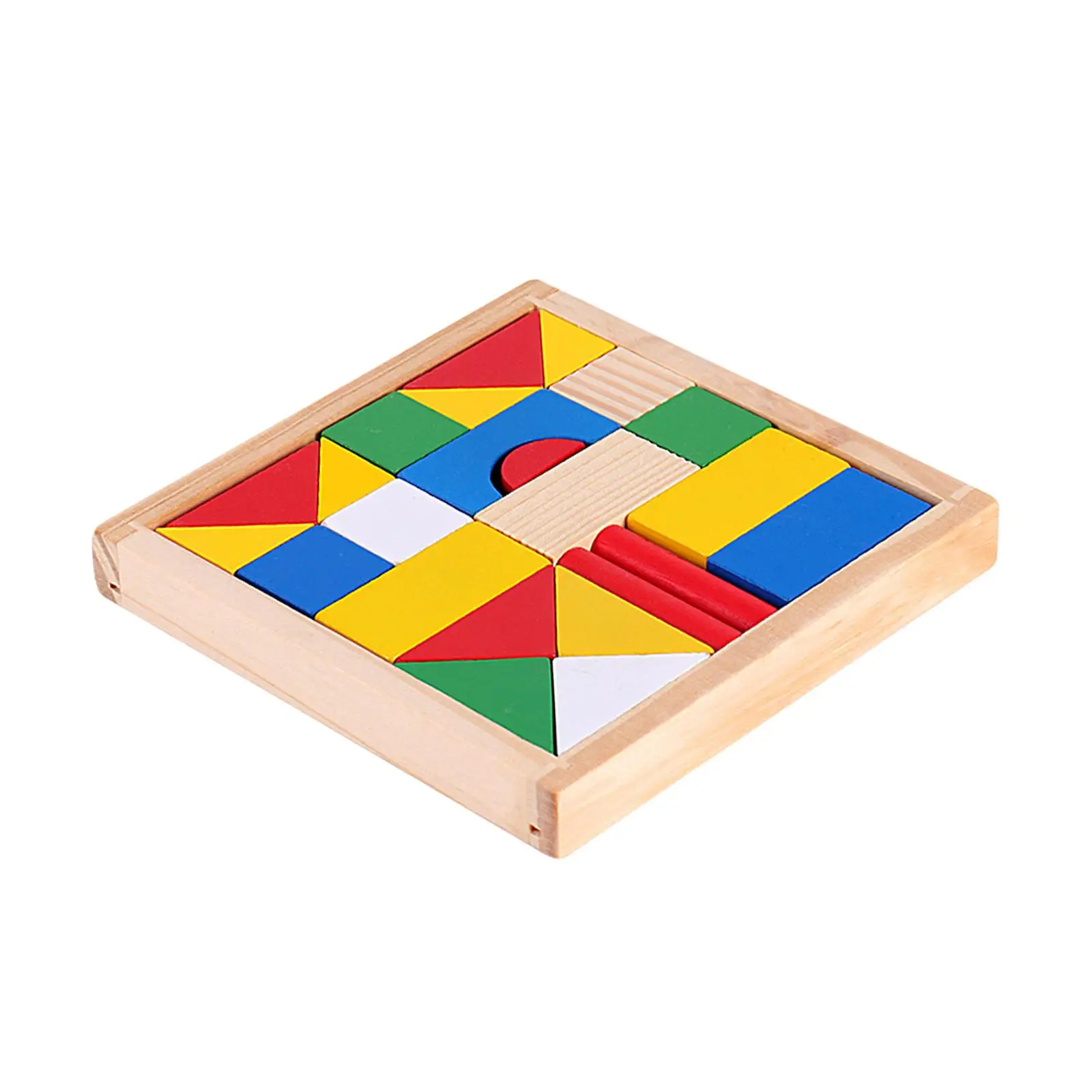 Geometry Wooden Blocks Wooden Building Toy Sensory Colorful Development Preschool for Girls Boys Gifts 3 Year Old