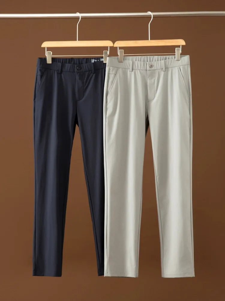 

Cool Feeling Bla Tech Four Way Stretch High End Summer Men's Simple Commute Versatile Casual Pants Straight Leg
