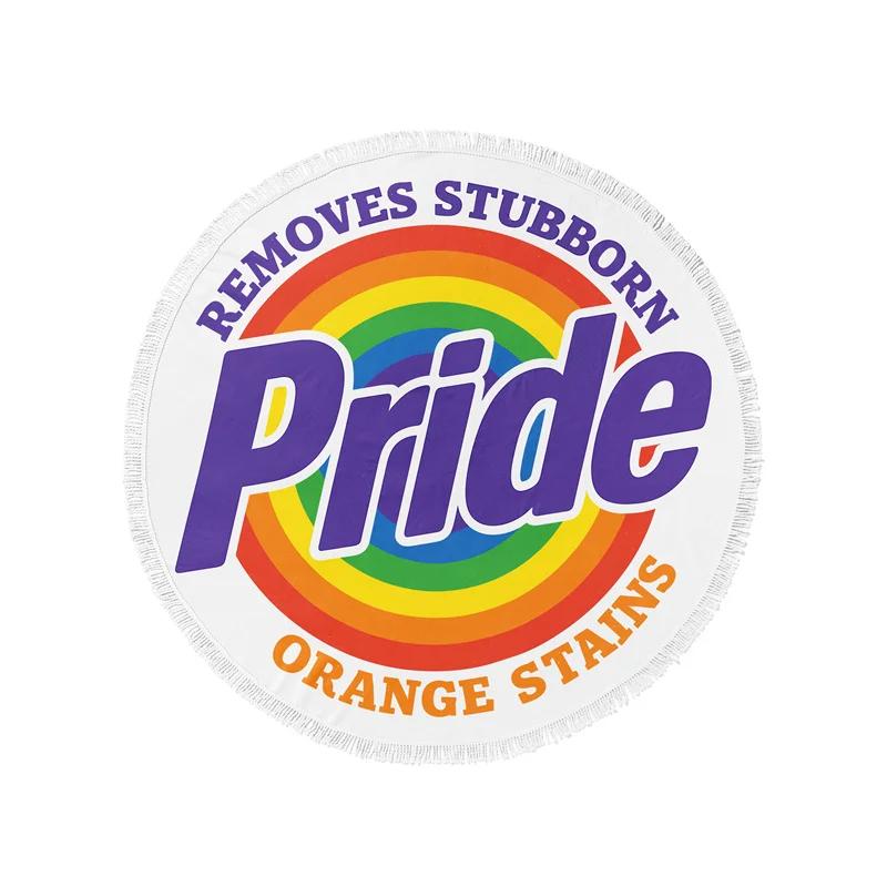 Aertemisi Pride Removes Stubborn Orange Stains LGBTQ Retro Round Fringed Beach Towel 150cm x 150cm