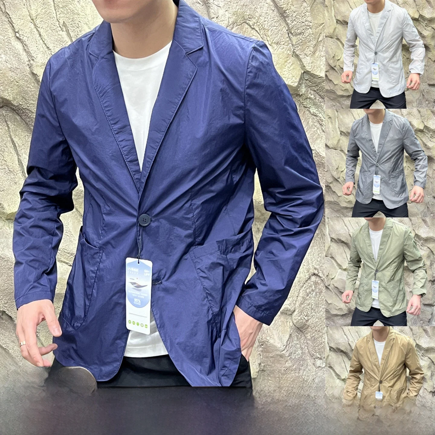 

Ultra-Thin like a Cicada's Wing 00g Waterproof Breathable UPF50 Men's Spring Summer High-End Skin Suit Casual Western Jaet