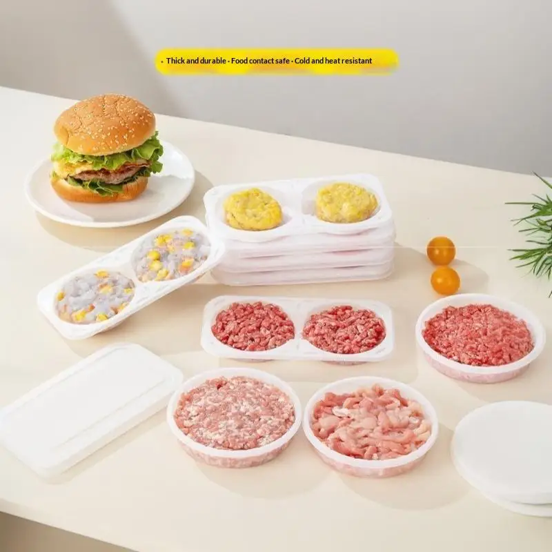 10Pcs Food Safe Circular Silicone Lunch Boxes Stackable Fresh Keeping Containers for Patty Salad Snack Home Use