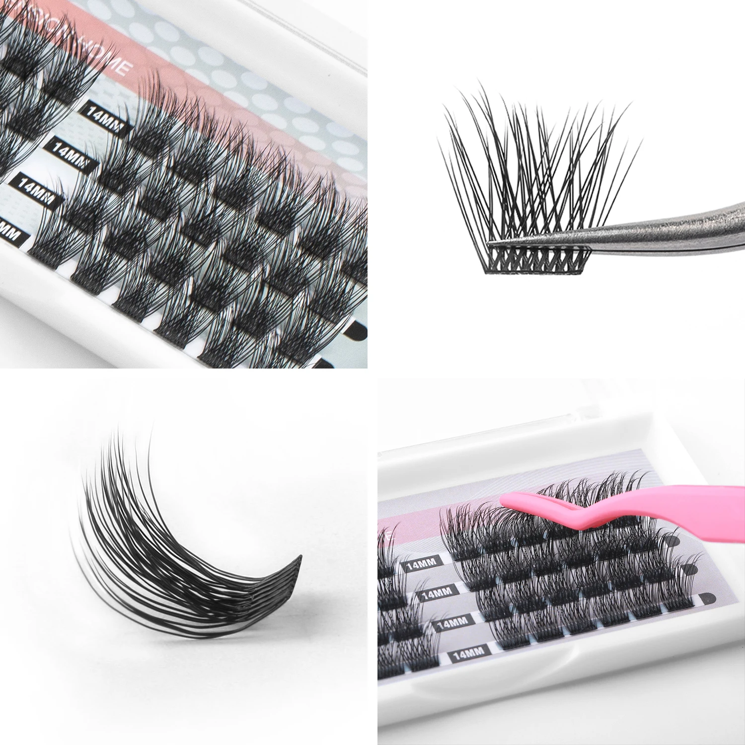 192PCS Cluster Lashes DIY Individual Eyelash Extension 3D Volume Lash C Curl Segmented False Lashes Natural Fluffy Eyelashes