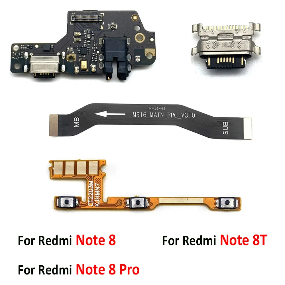 usb-порт-для-зарядки-док-станция-разъем-для-зарядного-устройства-основная-материнская-плата-гибкий-кабель-для-громкости-питания-для-xiaomi-redmi-note-8-8t-8-pro