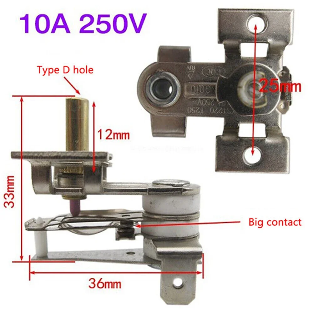 Bimetallic Temperature Switch 1 Piece 16A AC 250V Brass Ceramic. Copper Current Temperature Switch Temperature