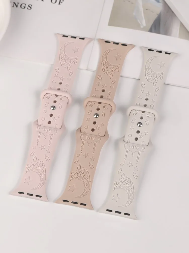 Strap For Apple Watch Band 46mm 44mm 40mm 45mm 41mm 42mm 38mm Engraved correa bracelet iwatch series 10 7 3 8 9 se Ultra 2 49mm