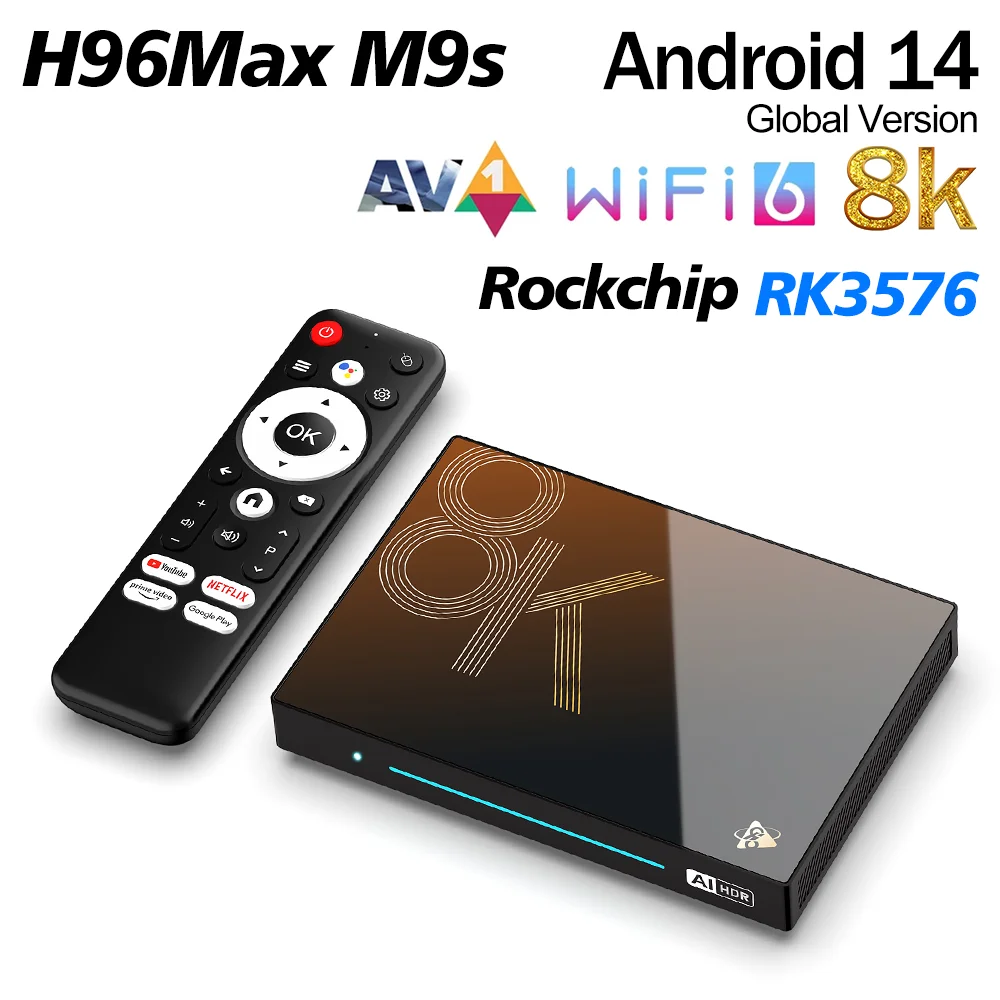 

H96 MAX M9S AI VisionPQ Smart TV Box Android 14 Wifi6 Rockchip RK3576 LAN 4K&120fps 8GB BT5.4 1000M 128GB LPDDR4 Media Player