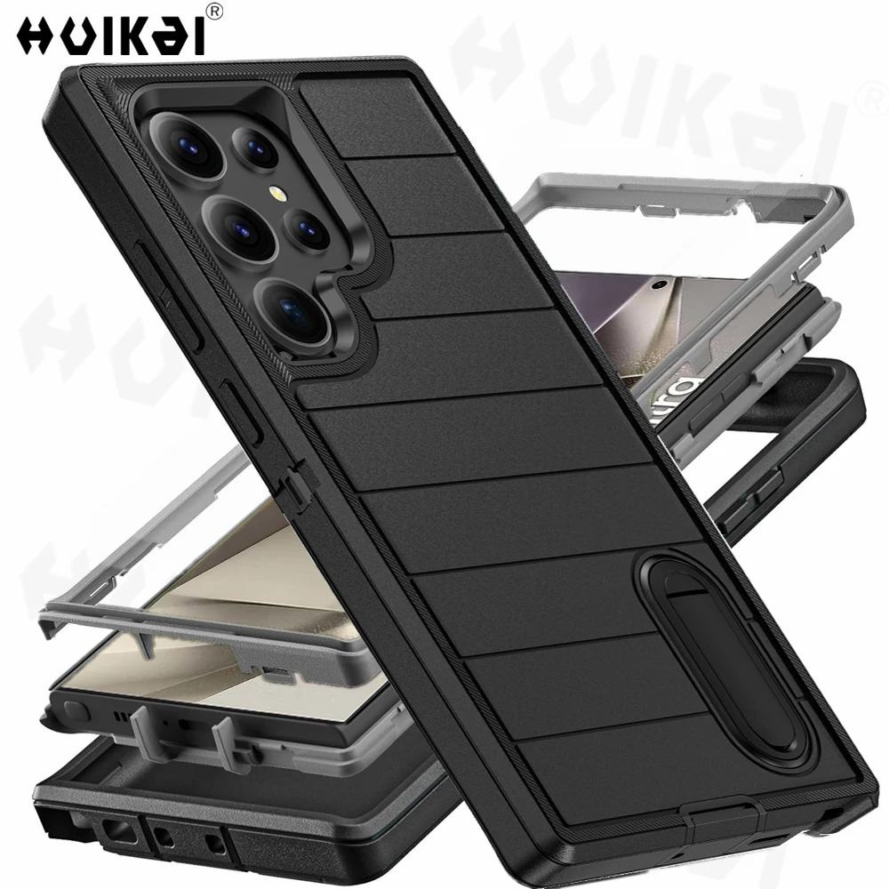 Case For Samsung Galaxy S24 Ultra S23 S22 A54 A15 A14 Full Body 3 in 1 Shockproof Heavy Duty Anti-Scratch Rugged Kickstand Cover