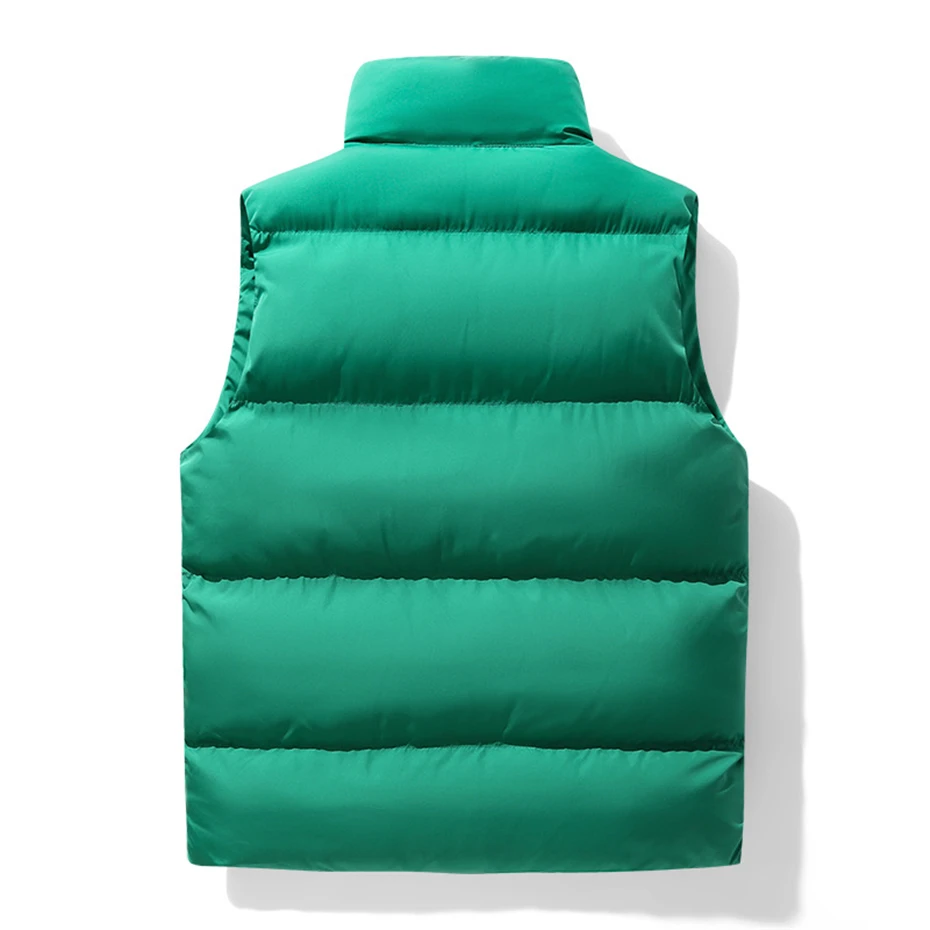 Winter Vests Men Thick Warm Sleeveless Jacket Fashion Casual Solid Color Vests Male Outerwear Green Black