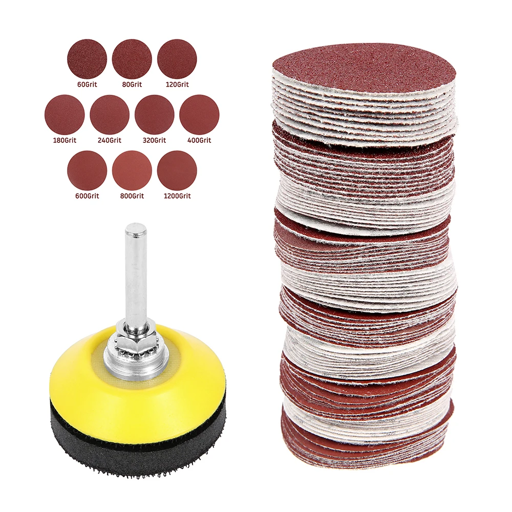 100Pcs 2In Sanding Discs Pad Kit for Drill Grinder Rotary Tools with Backer Plate 1/4Inch Shank Includes 80-3000 Grit Sandpapers