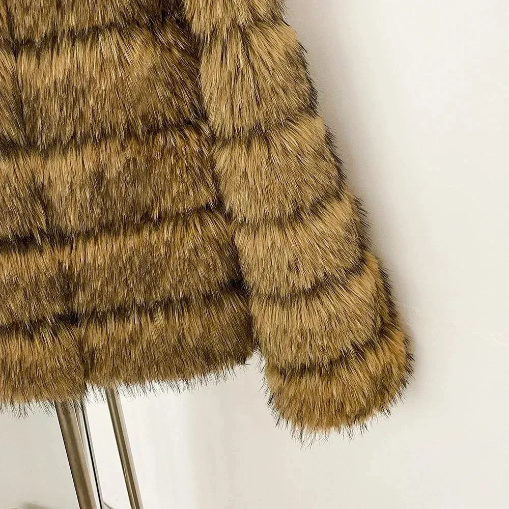 OFTBUY Winter Coat Female Faux Fur Coat Korean Reviews Many Clothes Outer Luxury Clothes Woman Designers Fur Collar Coat 2025