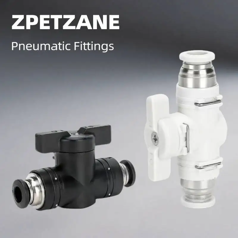 Hand Valve BUC Pneumatic Switch Handle Quick Fittings Joint Adapter Push Lock 2-way Plug-in Air Control Hose Connection