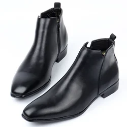 Men's Classic Retro Chelsea Boots Men British Fashion Leather Ankle Boot Mens Casual Short Boots High-Top Shoes Plus Sizes