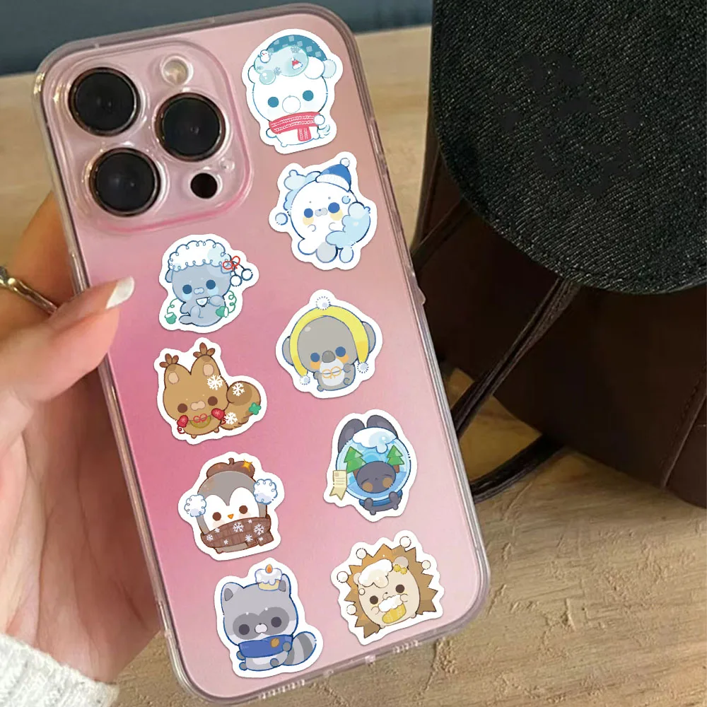 500PCS Winter Small Animal Cartoon Decoration Reward 10 Different 2.5cm/1.0-inch Animal Learning Reward Set Stickers