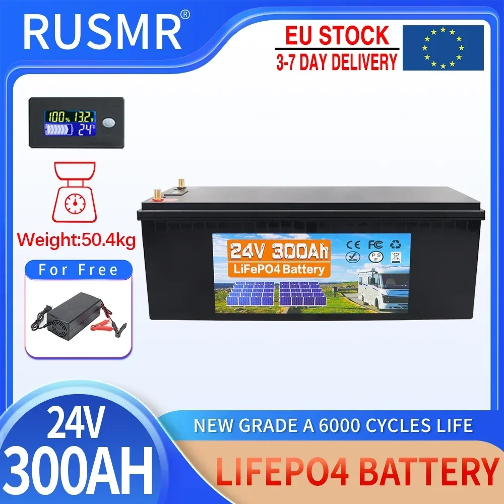 

24V 300Ah LiFePO4 Lithium Iron Phosphate Battery Built-in BMS 6000+ Cycle For Replacing Most of Backup Power Home Energy Storage