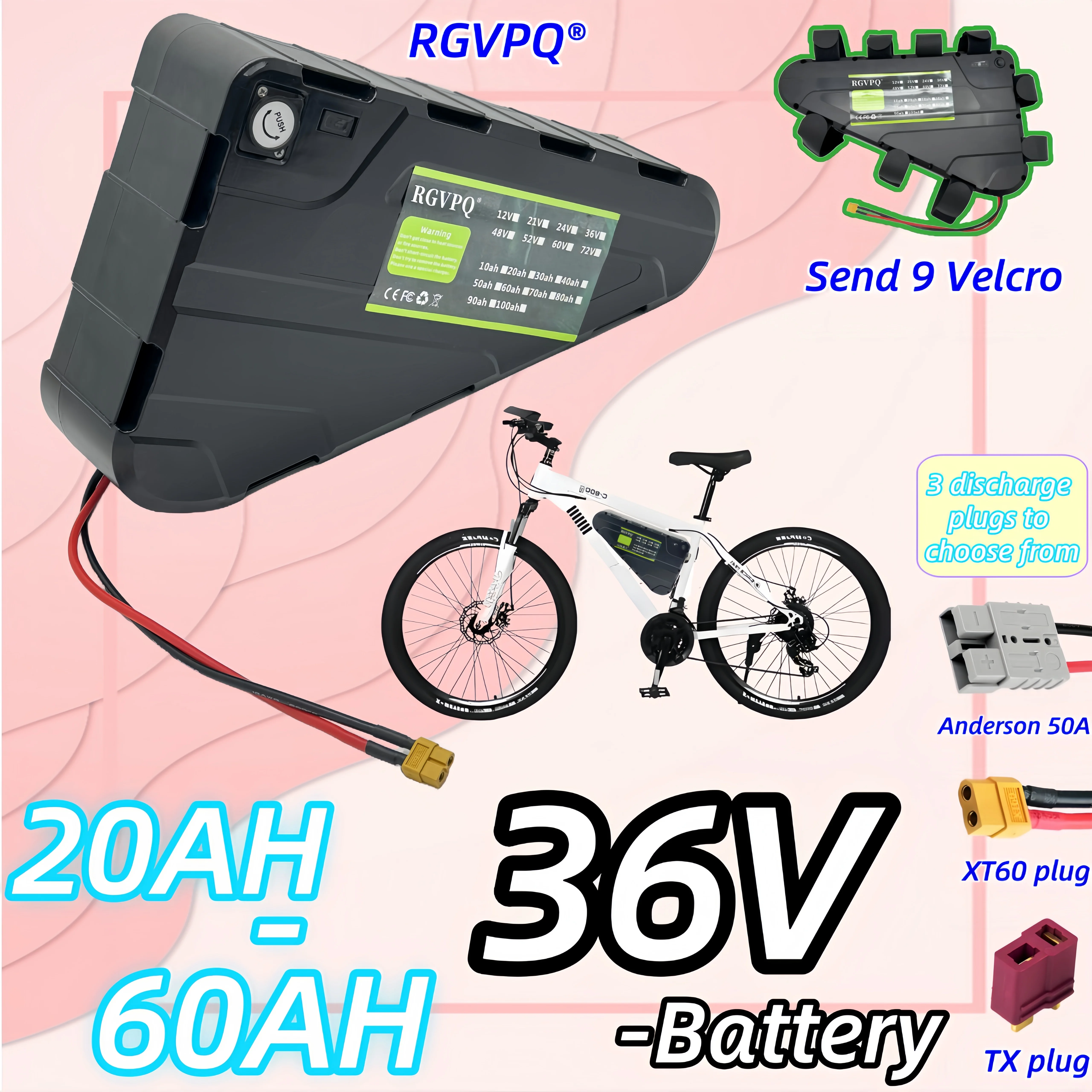 

Air transportation, 18650 triangle 36V20ah crossbeam 36V60V lithium battery pack modified mountain bike